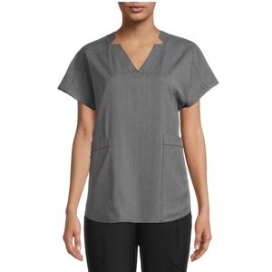 Climateright by‎ Cuddl Duds Woven Twill V-Neck Scrub Top Gray XS New With Tags